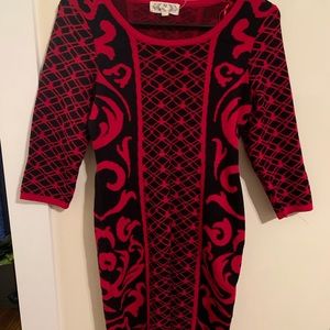 Pink Rose Red and Black Dress